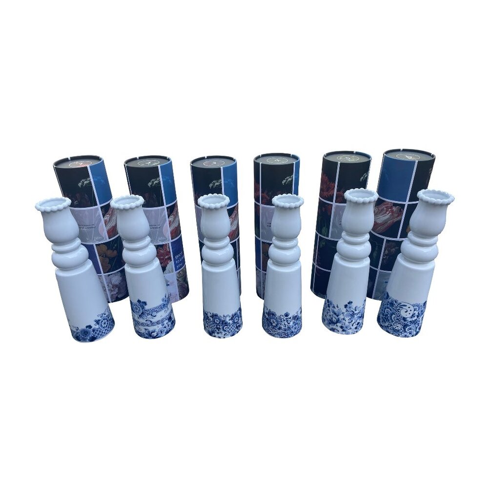 SIX (6) Delft Vases Garniture 12" Tall Complete Set Marcel Wanders Studio Design